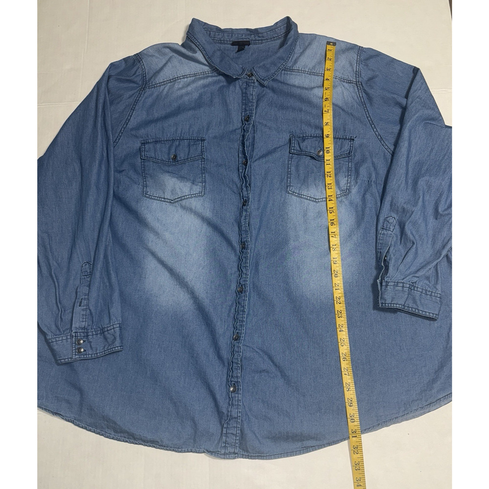 Torrid Womens 6X Shirt Denim Chambray Western Rodeo Fall Cowgirl Cotton Soft - Picture 3 of 7